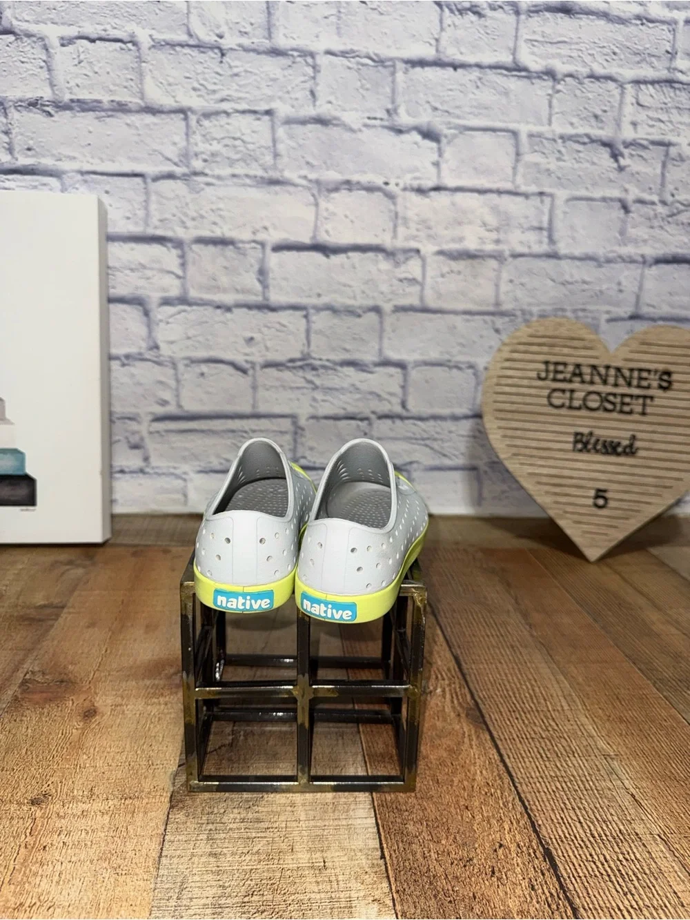 Native Mist Grey and Sunny Green Jefferson Slip On Shoes